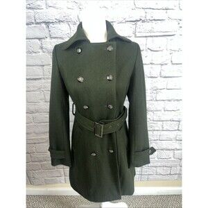 Peppe Peluso Women’s NWT Preppy Double Breasted Wool Blend Trench Coat Size M